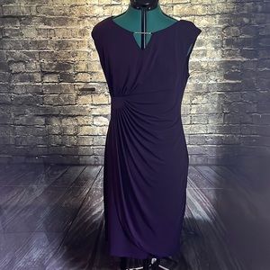 connected apparel Deep Purple wit a Side-Pleats Detail Midi Dress